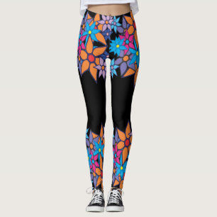 Orange rosablåttblommigt #2 leggings