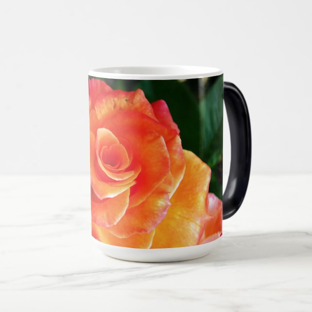Orange rosblomma magisk mugg (Framsida höger)