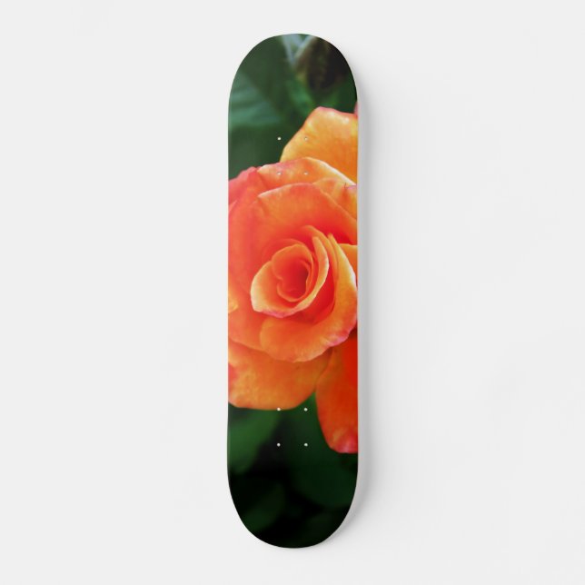Orange rosblomma mini skateboard bräda 18,5 cm (Framsida)