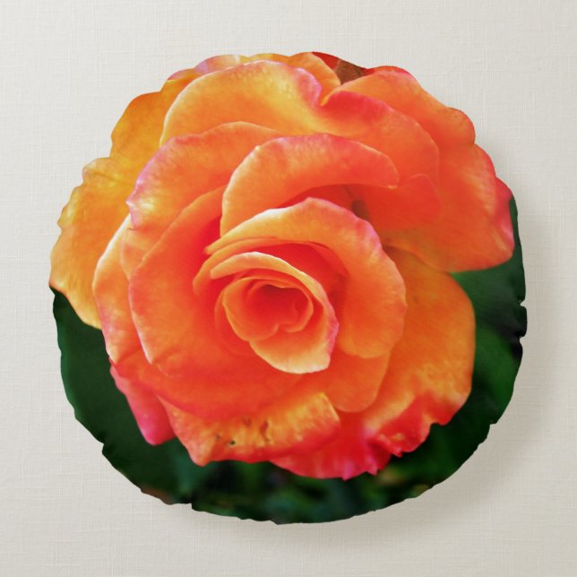 Orange rosblomma rund kudde (Framsidan)