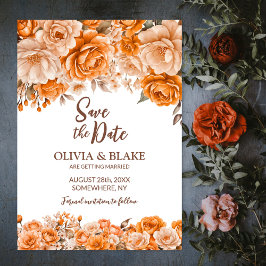 Orange Rose Blommig Bröllop Spara Datumet