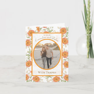 Orange Rose Bröllop Tacksamhetskort Foto Inbjudan