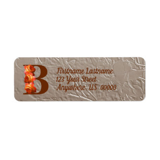 Orange Rose Monogram Initial B Adress  Returadress Etikett