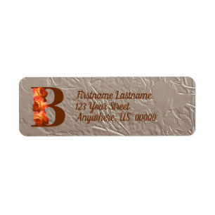 Orange Rose Monogram Initial B Returadress  Etikett