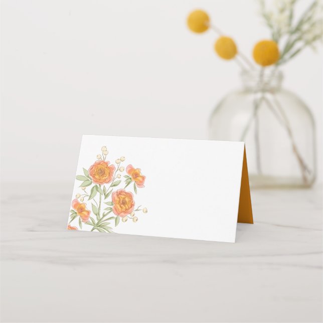 Orange Rose Wedding Place Card Placeringskort (Framsida)