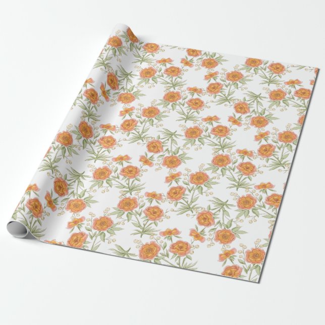 Orange Rose Wedding Presentpapper (Utrullad)