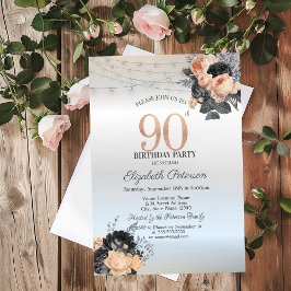 Orange Rosor Strängljus Silver 90-årsdag Inbjudningar