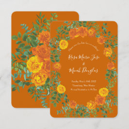 Orange & Rost Fall Peony Ros Bröllops kallelse Inbjudningar