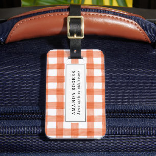 Orange Rost Vattenfärg Buffel Plaid Modern Bagagebricka
