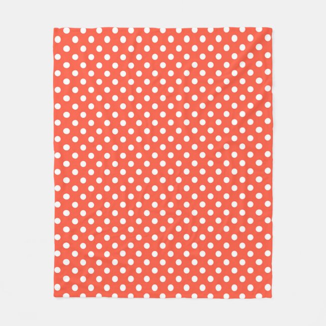 Orange, rött, terracotta polka punkt fleecefilt (Framsidan)