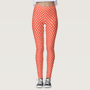 Orange, rött, terracotta polka punkt leggings