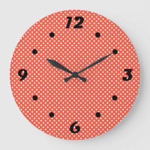 Orange, rött, terracotta polka punkt stor klocka