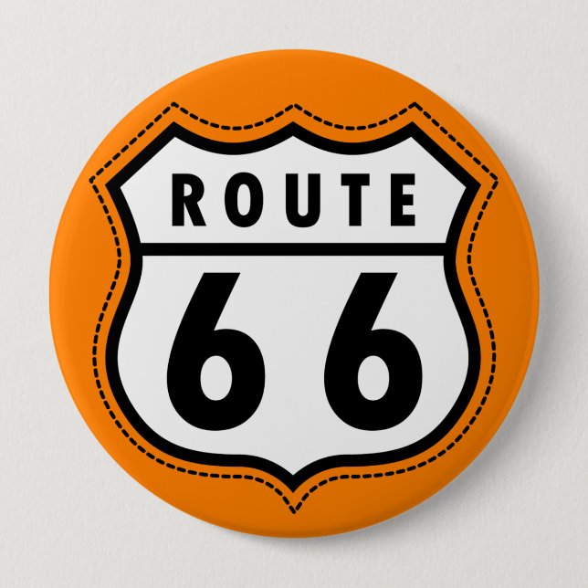 Orange Route 66 Road Sign Knapp (Framsida)