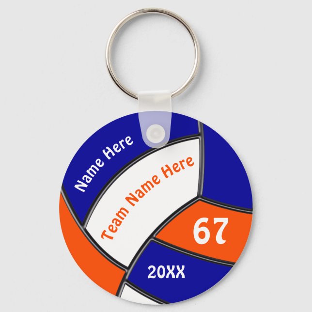 Orange, Royal Blue eller ANY FÄRG White Volleyball Nyckelring (Framsida)