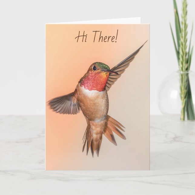 Orange Rufous Hummingbird kan säga hej där Kort (Framsida)