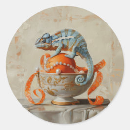 Orange - Rund fästpunkt för papper Runt Klistermärke