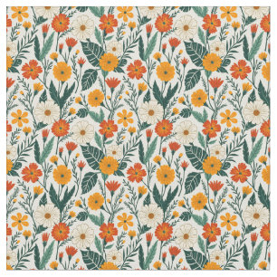 Orange Russet och Cream Blommigt Tyg