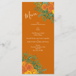 Orange & Rust Fall Peony & Ro Bröllop Menu Meny