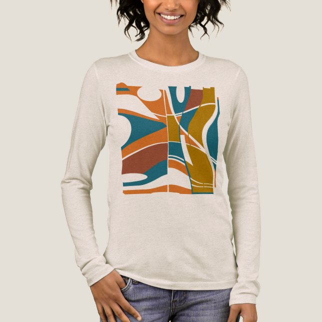 Orange Rust Guld Teal Bold Large MCM-utseende Abst T Shirt (Framsida)