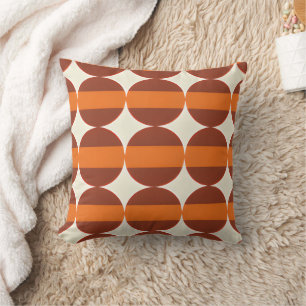 Orange Rust Mid Century Modern Geometric Mönster Kudde