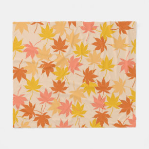 Orange Rustic Botanical Maple Löv Mönster Fall Fleecefilt