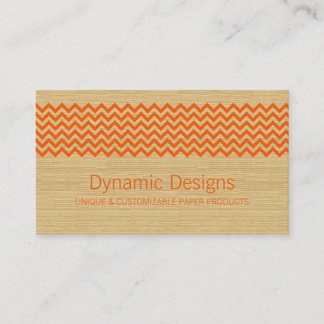 Orange Rustic Chevron-Affärskort Visitkort (Framsida)