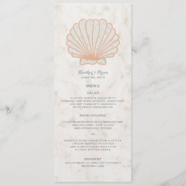 Orange Rustic Seashell Bröllop Menu Meny
