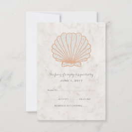Orange Rustic Seashell Bröllop OSA Card