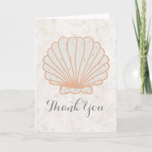 Orange Rustic Seashell Bröllop Tack Kort