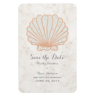 Orange Rustic Seashell Spara datum Magnet