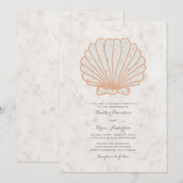 Orange Rustic Seashell Wedding bjudes in Inbjudningar