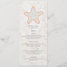 Orange Rustic Starfish Bröllop Menu Meny