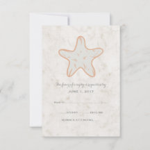 Orange Rustic Starfish Bröllop OSA Card