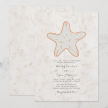 Orange Rustic Starfish Wedding bjudande in