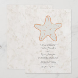 Orange Rustic Starfish Wedding bjudande in Inbjudningar