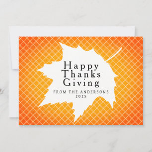 Orange Rutig Enkel Glad Thanksgiving Höst Helg Julkort