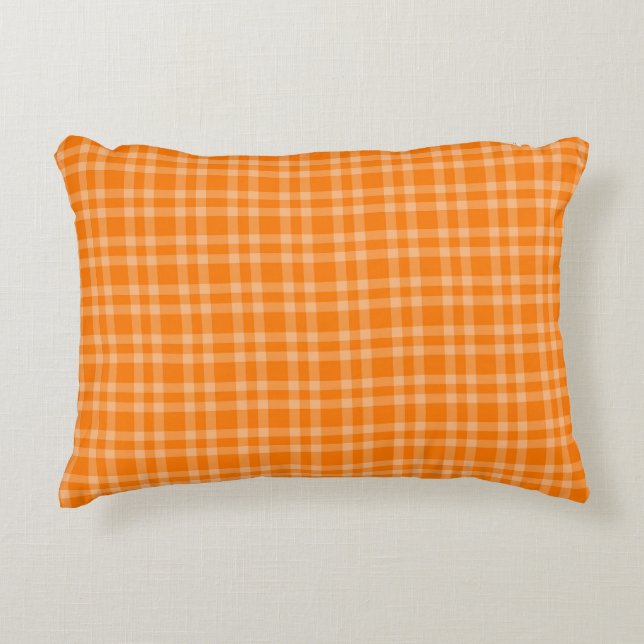 Orange Rutigt Mönster Prydnadskudde (Framsidan)