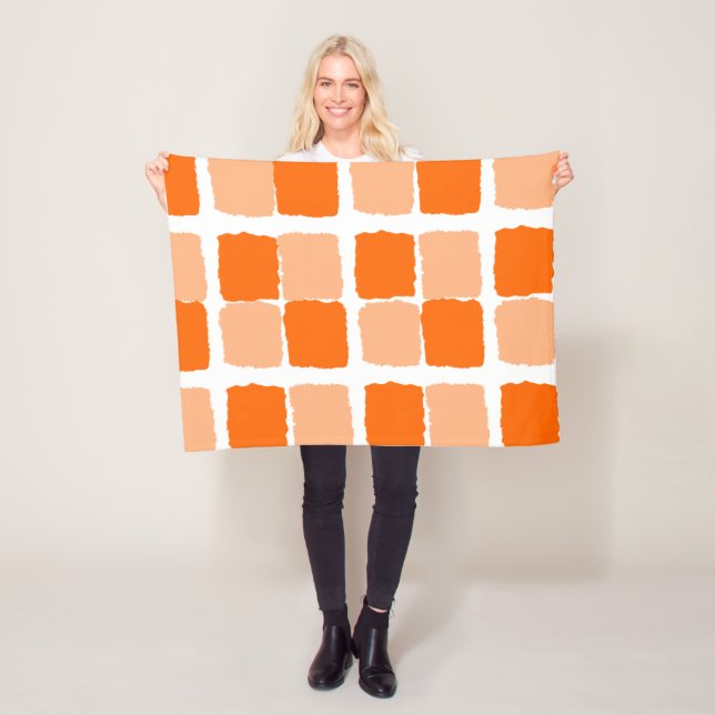 Orange - rutor, omslag fleecefilt (På plats)