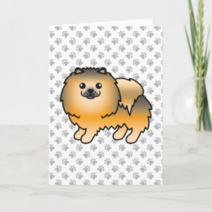 Orange Sable Pomeranian Söt Tecknad Hund & Tassar Kort