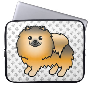 Orange Sable Pomeranian Söt Tecknad Hund & Tassar Laptop Fodral