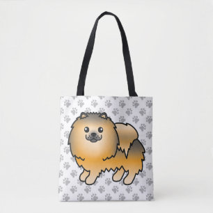 Orange Sable Pomeranian Söt Tecknad Hund & Tassar Tygkasse