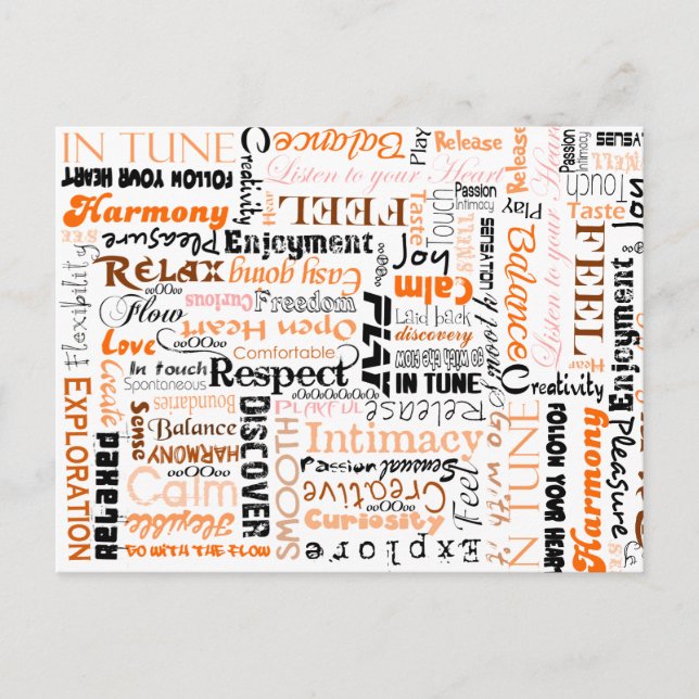 Orange Sacral Chakra Positive Affirmations Vykort (Framsida)