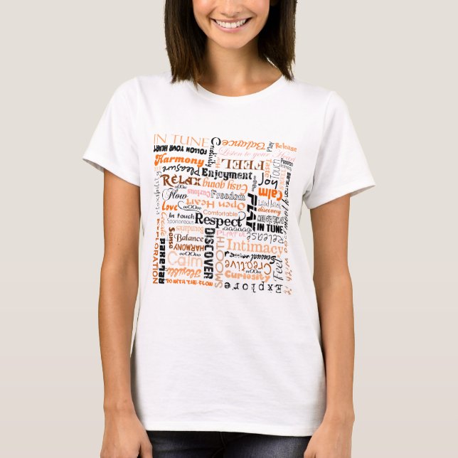 Orange Sacral Chakra realitetbekräftelser T Shirt (Framsida)