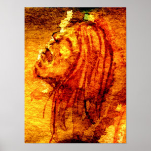 Orange Sadness Watercolor-målning Poster