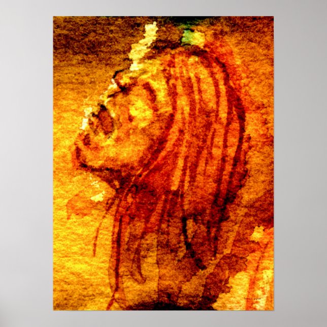 Orange Sadness Watercolor-målning Poster (Framsidan)