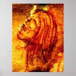 Orange Sadness Watercolor-målning Poster