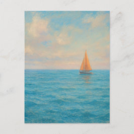 Orange Sailboat Voyage - Pastel Painting Style Art Vykort