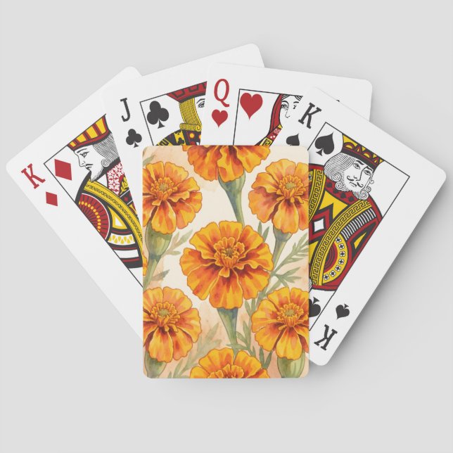 Orange sammetsblommor blommönster casinokort (Baksidan)