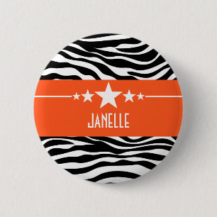 Orange Sassy Star Zebra-knapp Knapp