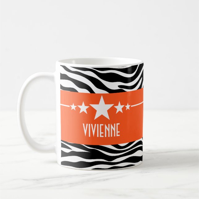 Orange Sassy Star Zebra Mugg (Vänster)